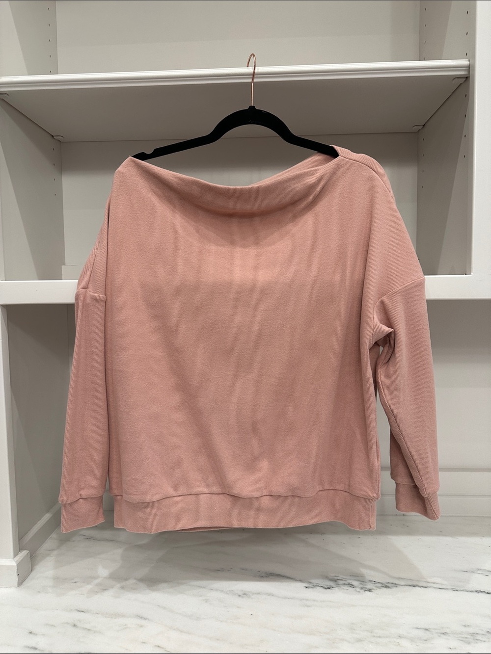 Pink Lily small Off-Shoulder Women’s Sweater in Dusty Pink. Like new